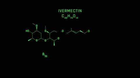 Ivermectin B1a Skeletal Formula or Molecular Structure Symbol Neon Animation Stock Footage 156648700