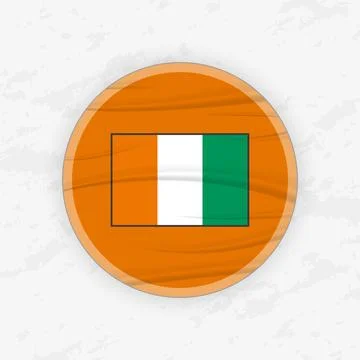 Ivorian Flag in a Circular Emblem Design, Abstract Round Sticker Illustration 库存插图
