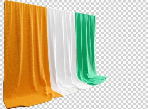 Ivorian Flag Curtain in 3D Rendering Celebrating Co?te dIvoire's Diversity Stock Illustration