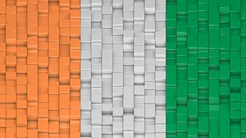 Ivorian flag made of cubes moving up and down in a random pattern. Video stock 115599145