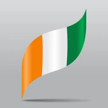Ivorian flag wavy abstract background. Vector illustration. Stock Illustration