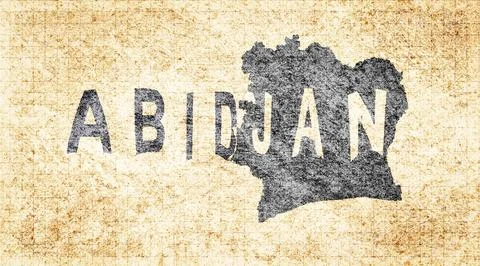 Ivory Coast Abidjan Typography Map Stock Illustration