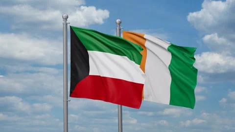 Ivory Coast and Kuwait two flags Stock Footage 269321526