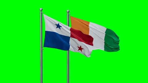 Ivory Coast and Panama two flags Stock Footage 292816087
