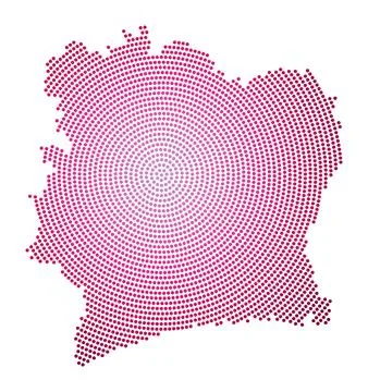 Ivory Coast dotted map. Digital style shape of Ivory Coast. Tech icon of th.. Illustrazione stock