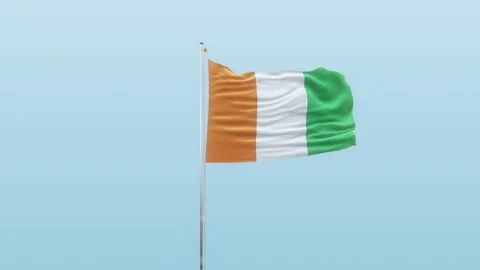 Ivory Coast Flag With Alpha And Background With Different Angle Of Movement   Stock Footage 131706473