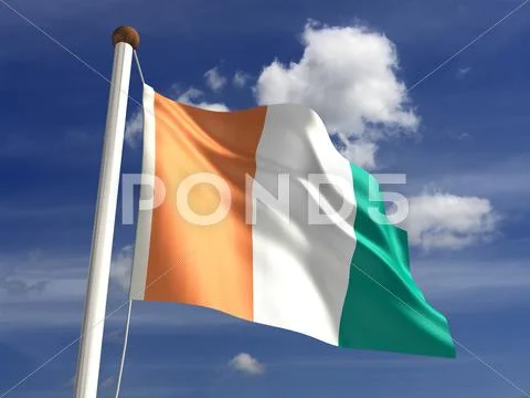 Ivory coast flag (with clipping path) Stock Illustration