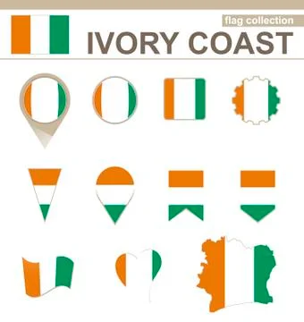 Ivory Coast Flag Collection Stock Illustration