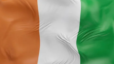 Ivory coast flag Cote d'ivoire waving Seamless silk flag 3d animation slow Video stock 337949986