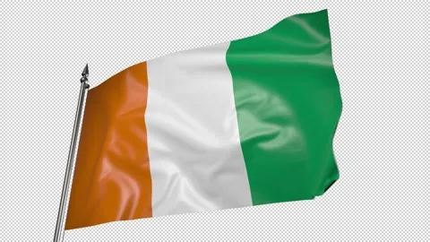 Ivory Coast flag on a flagpole. 3D animation with alpha channel Stock-Footage 204953748
