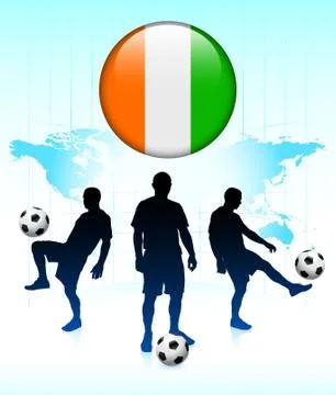 Ivory Coast Flag Icon on Internet Button with Soccer Team Stock Illustration
