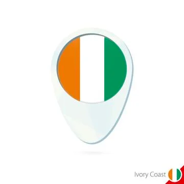 Ivory Coast flag location map pin icon on white background. Stock Illustration