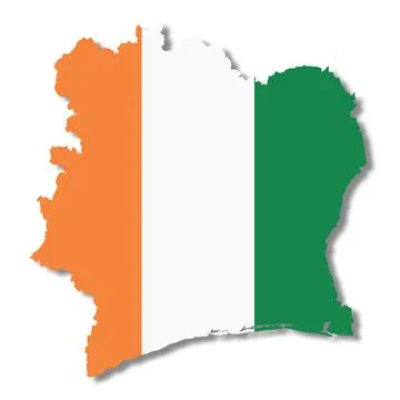 Ivory Coast flag map 3d illustration with clipping path Cote dIvoire Stock Illustration