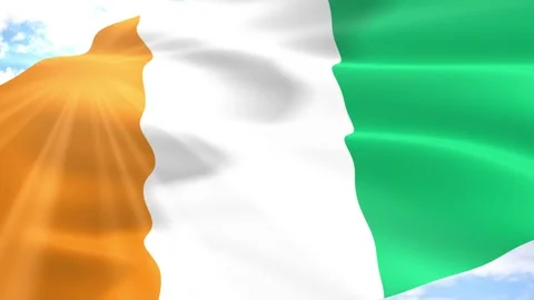 Ivory Coast Flag Seamless Loop 4k 60fps on Sky Background Stock Footage 341562450