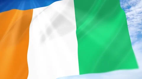 Ivory Coast Flag Seamless Loop 4k 60fps on Sky Background Stock Footage 341674234
