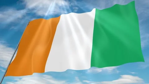 Ivory Coast Flag Seamless Loop 4k 60fps on Sky Background Stock Footage 341758194