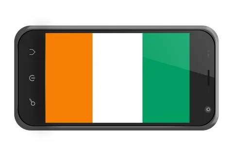 Ivory coast flag on smartphone screen isolated Stock Illustration