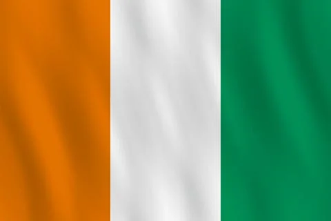 Ivory Coast flag with waving effect, official proportion. Stock Illustration