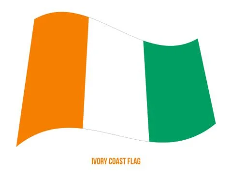 Ivory Coast Flag Waving Vector Illustration on White Background. Stock Illustration