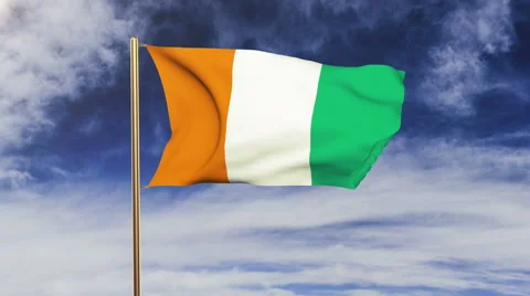 Ivory Coast flag waving in the wind. Green screen, alpha matte. Loopable Stock Footage 48906125