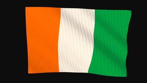 Ivory-Coast flag waving in the wind on a black background Video stock 343210491