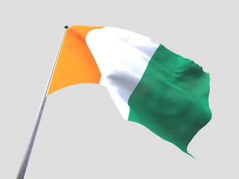 Ivory Coast flying flag isolate on white background. Stock-Illustration
