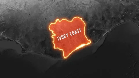 Ivory Coast highlighted on world map with national flag animation footage Stock-Footage 344283051