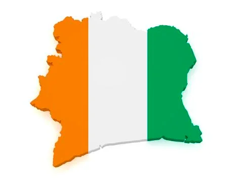 Ivory coast map 3d shape Stock Illustration