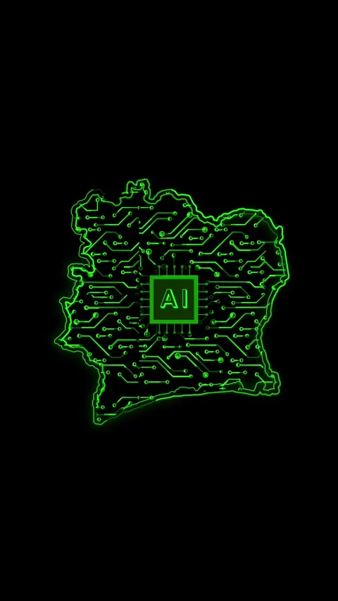 Ivory Coast Map AI Chipset Technology Opener Stock Footage 337171809