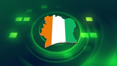 Ivory Coast Map and Flag Background Stock Footage 344028492