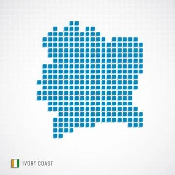 Ivory coast map and flag icon Stock Illustration