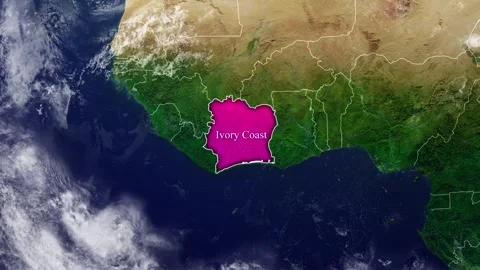 IVORY COAST Map With Borders Stock Footage 318678004