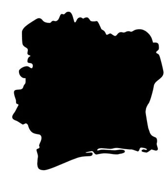 Ivory Coast map silhouette vector isolated Stock Illustration