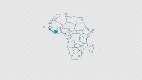 Ivory Coast map on transparent background.Location of Ivory Coast Stock Footage 319477196