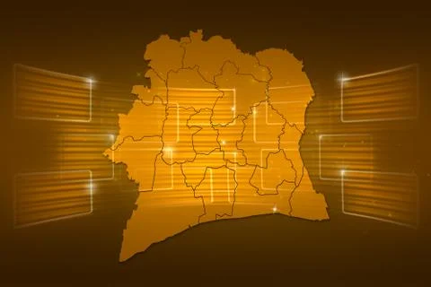 Ivory coast map world map news communication gold yellow イラスト素材