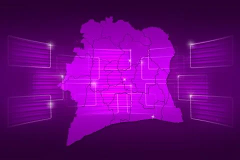 Ivory coast map world map news communication purple Illustrazione stock