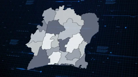 Ivory Coast network map Stock Footage 87977679