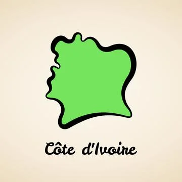 Ivory Coast - Outline Map Stock Illustration