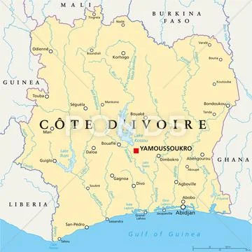 Ivory Coast Political Map Cote D Ivoire Graphic 42807917 Ivory Coast Political Map Cote Illustration 042807917 Iconl
