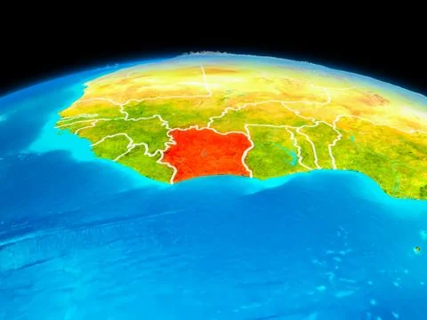 Ivory Coast in red Stock Illustration