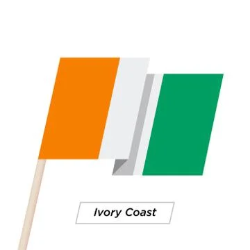 Ivory Coast Sharp Ribbon Waving Flag Isolated on White. Vector Illustration Stock-Illustration