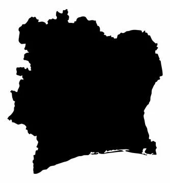Ivory Coast silhouette map Stock Illustration