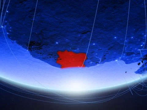 Ivory Coast from space with network Stock Illustration