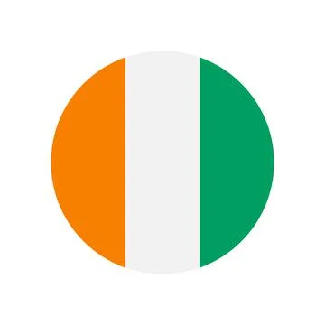 Ivory Coast vector flag circle on white background Stock Illustration