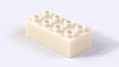 Ivory Plastic Building Block on White Background Stock Illustration
