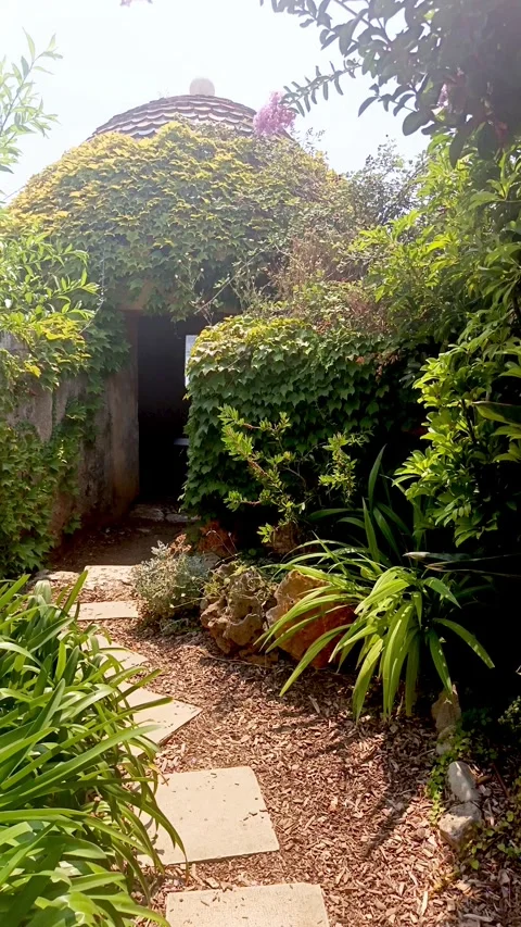 Ivy-covered dome structure in garden, Villefranche sur Me Stock Footage 341233259