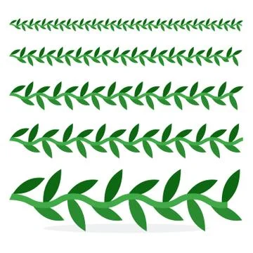 Ivy plants of various sizes in a row flat isolated Stock Illustration