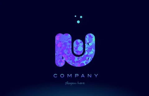 Iw i w bubble circle dots pink blue alphabet letter logo icon vector Stock Illustration