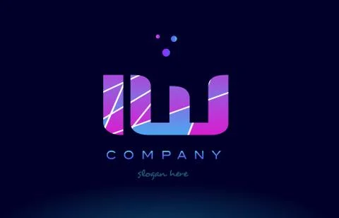Iw i w  colored blue pink purple alphabet letter logo icon vector Stock Illustration