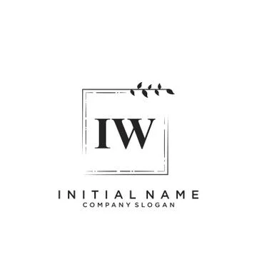 IW Initial handwriting logo design Stock Illustration